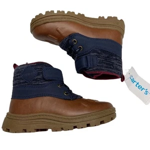 Botas de pato Carters para niños CF21L18B talla pequeña 9M gancho lazo encaje azul marino y marrón - Imagen 1 de 8