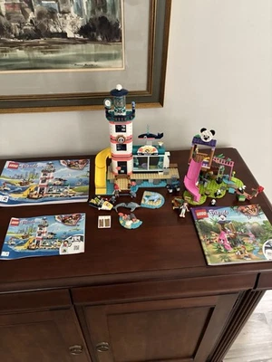 2 Sets Lego Friends 41422 Panda Jungle Tree House 41380 Lighthouse Rescue Center - Image 1 of 4