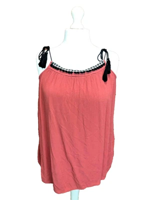 George Terracotta Crinkle Camisole Top Tassle Detail Size 14 Summer Casual Boho - Image 1 of 4