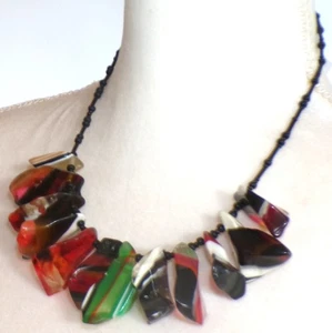 Sobral Pedra Naturais Delua Rock Shaped Beads Artist Made Statement Necklace - Picture 1 of 7
