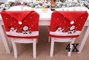 4 Weihnachten Weihnachtsmann Stuhlhussen Mütze Stuhlabdeckung Stuhlbezug Party - Bild 1 von 7