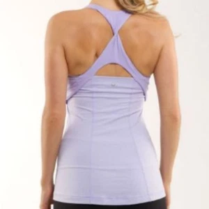 Lululemon Spin Me Tank Heathered Lilac / Lilac w/ Built-in Shelf Bra - Size 4 - Picture 1 of 10