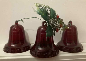 Vintage 1983 3 Glocken von Noel Carolites musikalisch beleuchtete Weihnachtslieder Ornament - Bild 1 von 10