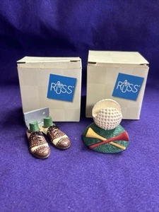 Russ Highland Ridge Golf Shoes & Golf Ball And Tees Business Card Holders • NEW - Picture 1 of 14