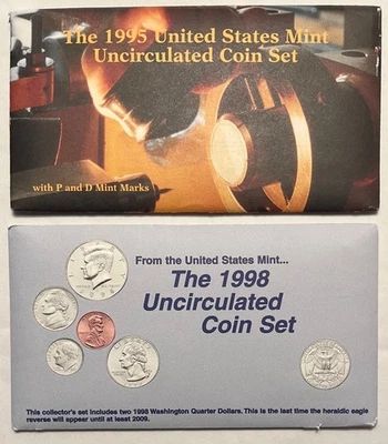 1995 and 1998 US Mint Uncirculated Coin Sets w/ Government Packaging - Image 1 of 4