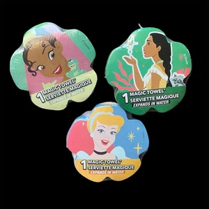 X3 Disney Prinzessin komprimierte magische Handtücher für Kinder 11,5" x 11,5" Neu in Verpackung - Bild 1 von 4