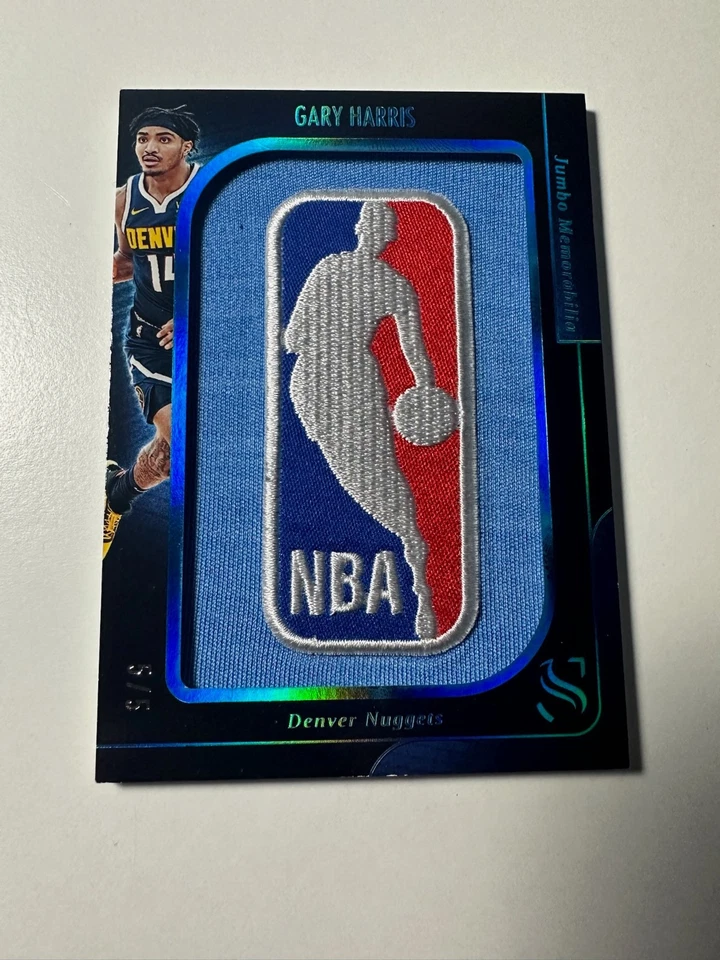 2024-25 Panini Silhouette Gary Harris Jumbo Logoman Patch 5/5 pepitas usadas em jogos - Imagem 1 de 2