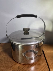 Vtg Revere Ware Stockpot Bail Handle Pot Copper Bottom Handle Locks 9” x 5.5” - Picture 1 of 7