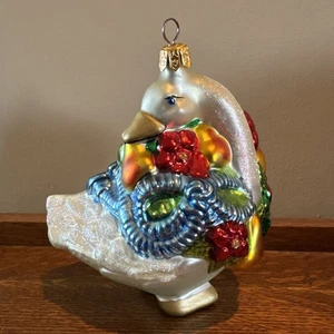 Kurt Adler Polonaise Glas Ornament Gänsekranz Obst & Blumen blaues Band - Bild 1 von 14