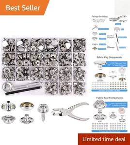 Tragbares 354-teiliges Edelstahl Canvas Snap Kit - organisierte Aufbewahrung für Reparaturen - Bild 1 von 9