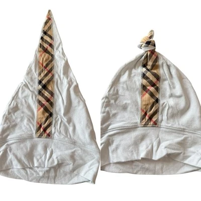 Burberry 12-18 Meses Bebé Sombrero Azul Claro Cuadros Rayas Infantil Gorra Nudo Top Foto 1 de 4