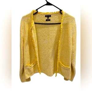 Massimo Dutti Strickjacke gelb italienisches Garn strukturiert Damen Pullover Gr. Large - Bild 1 von 3