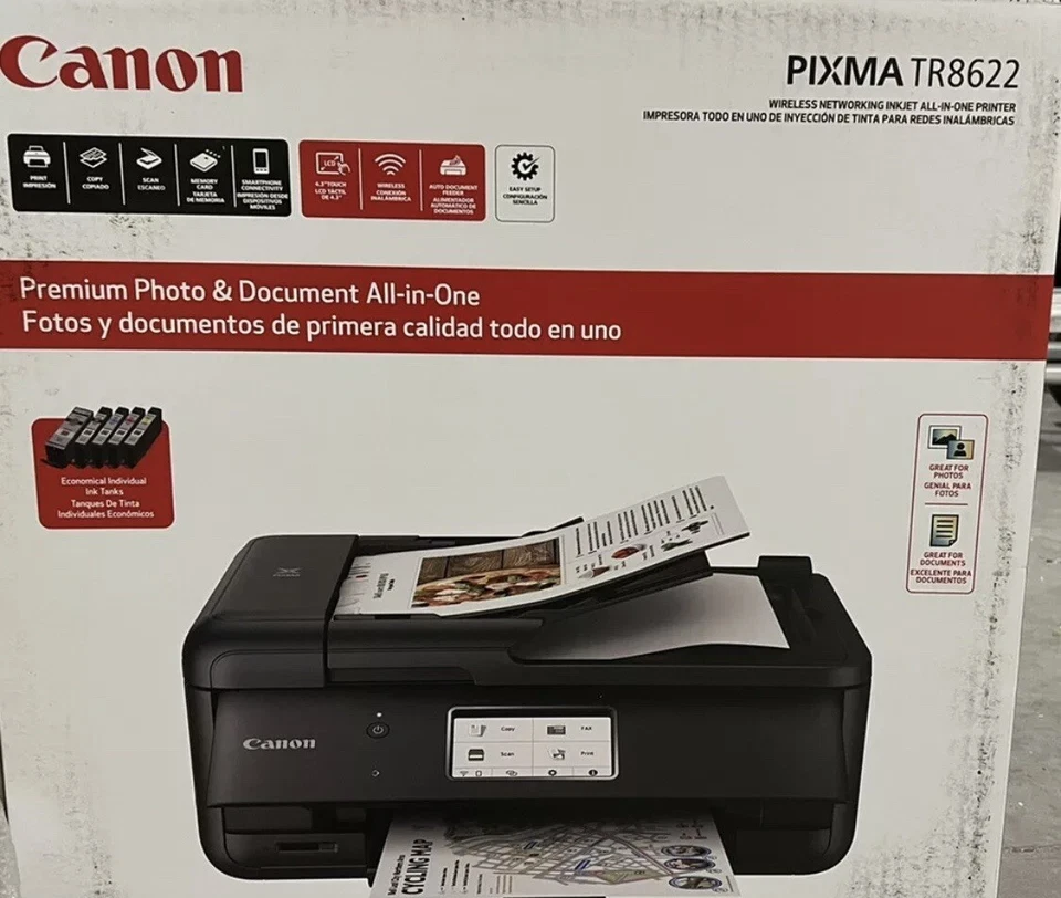 NEW Canon Pixma TR8622 a 8322 All In One Printer Wireless Photo Card Color - Image 1 of 1