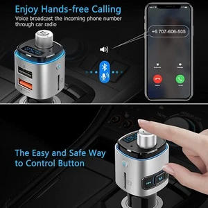 Bluetooth FM Transmitter for Hands Free Wireless Radio Adapter Dual USB Car Char - Picture 1 of 9
