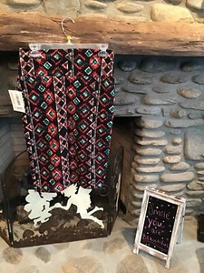 LuLaRoe Cassie Pencil Skirt Size S Black Fluorescent Orange, Teal on Black Aztec - Picture 1 of 2