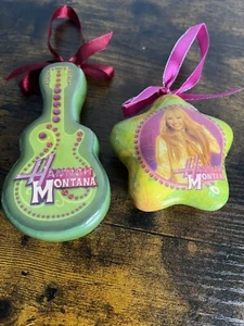 Disney Hannah Montana Christmas Ornaments Lot of 2 Plastic Star & Guitar - Picture 1 of 9