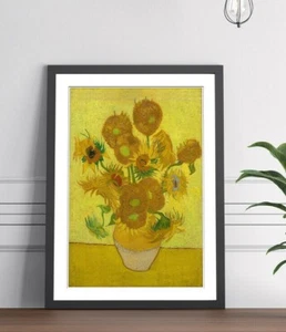 PÓSTER DE ARTE DE PARED ENMARCADO DE GIRASOLES VAN GOGH PINTURA IMPRESIÓN 4 TAMAÑOS - Imagen 1 de 14
