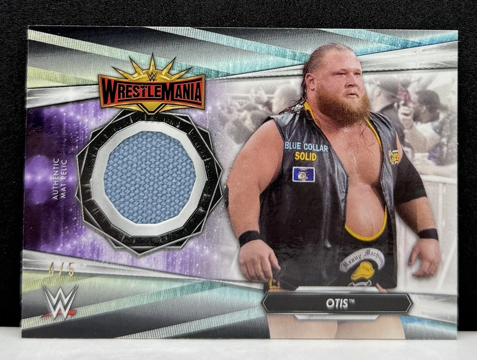 Rare Otis 2021 Topps WWE Wrestlemania 35 Event-Used Mat Relic BLACK #d 4/5 SSP - Image 1 of 2