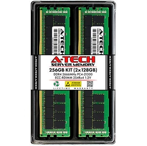 A-Tech 256GB 2x 128GB 2S4Rx4 8Rx4 PC4-21300 2666 ECC REG RDIMM Server Memory RAM - Picture 1 of 7