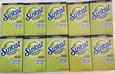 Sunkist LIMÓN LIMA Singles To Go Bebida Mezcla Cero Azúcar 10 Cajas (60 Paquetes) NUEVO Foto 1 de 4