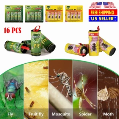 16 Rolls Fly Sticky Trap Paper Insect Bug Catcher Strip Fly Sticker Non Toxic US - Image 1 of 4