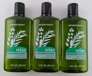 3 x Aromatherapy Body Wash Foaming Bath Relax Mint Eucalyptus 473ml NEW - Picture 1 of 3