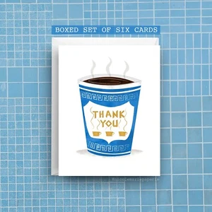Greek Coffee Thank You Card (Boxed Set of 6) Unique Office Supply NEW IN BOX - Picture 1 of 1
