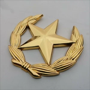 Pentagramm Stern 3D goldfarben Metall Auto Abzeichen - Bild 1 von 2