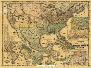 1862 Colton's Railroad and Military Map of the US 18x24 - Picture 1 of 3