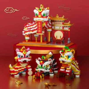 New Year Spring Festival Creative Decoration Chinese Lion Dance Building Blocks - Picture 1 of 10