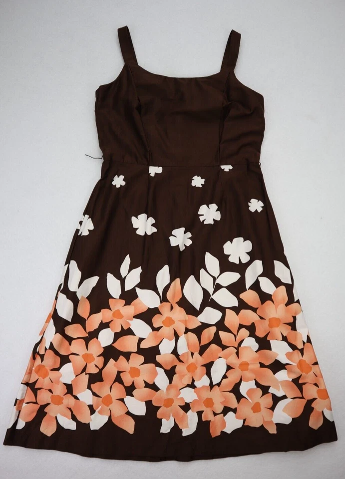 Vestido para mujer Studio I talla 10 marrón estampado floral línea A midi Foto 1 de 4