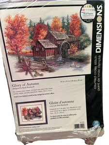 Dimensioni Gloria d'Autunno Kit Punto Croce Mulino Legno Ruota Acqua Confezione Aperta - Foto 1 di 3