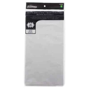 Rectangular White Plastic Tablecloth 54" x 108" - Case of 36 FREE SHIPPING - Picture 1 of 2