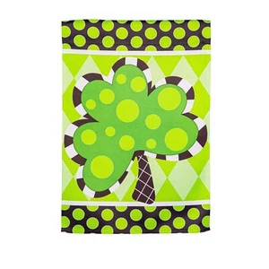 Patterned Shamrock 141909AN Evergreen SUEDE Garden Flag 12.5" x 18" - Picture 1 of 1
