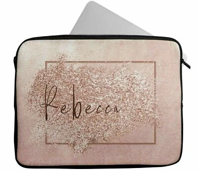 Personalised Any Name Glitter Design Laptop Case Sleeve Tablet Bag Chromebook - Image 1 of 4