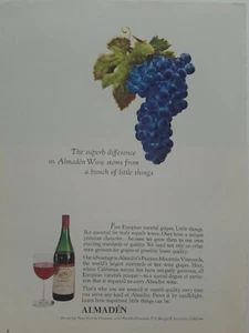 Botella de vino Almaden años 60 racimo de uvas anuncio original vintage - Imagen 1 de 1