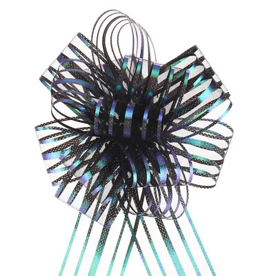 10pcs 6 Inch Large Pull Bows Gift Wrapping Bows Ribbon Organza Black - Image 1 of 4