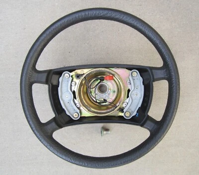 STEERING WHEEL black vinyl, 1988 Mercedes-Benz 190E  2.6L-V6, W201,  '85-'93 - Image 1 of 4