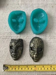 2 Silicone RUBBER MOLD Small Venetian Masks YMK-(S3024)=A - YKM-(S3025)=B Face - Picture 1 of 3