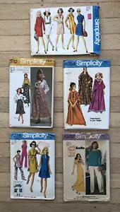 Konvolut 5 Vintage 60er 70er Simplicity Schnittmuster Größe 12 & 14 NEU und ungeschnitten - Bild 1 von 16