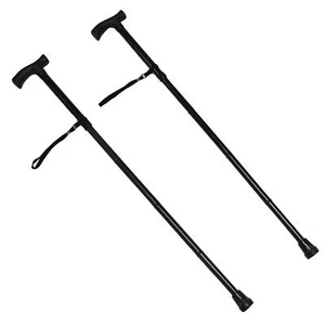 Adjustable Folding Walking Stick Cane X2 (Collapsible Ergonomic Handle Hiking) - Picture 1 of 7