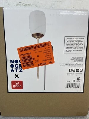 Globe Raoul 1-Light Matte Brass Plug-In or Hardwire Wall Sconce with Opal Shade. - Image 1 of 2