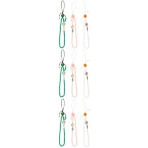 3 Pack Mobile Phone Straps Daisy Pattern Beaded Charms Hanging Wrist - Zdjęcie 1 z 12