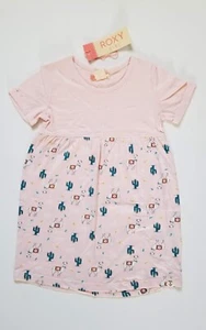 Girl's Roxy Pink Palms Valley Llama Cactus Short Sleeve Dress, Size 5 - Picture 1 of 4