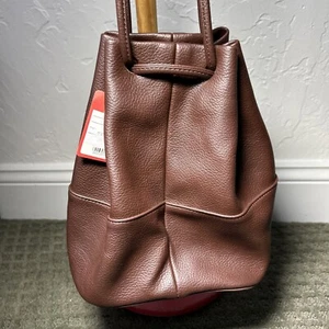 Dunkelbraune Schultertasche Handtasche String Synthetik Markenlos ca. 10”x10” NEU - Bild 1 von 4