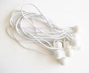 9" White Ball Bungees Elastic Cord Plastic Ball Tarp Canopy Attachment 100pcs - Picture 1 of 1