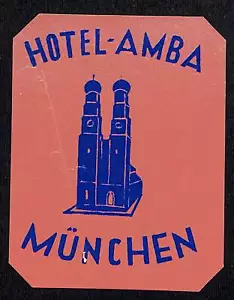 Hotel Amba München Koffer Etikett Vintage NOS sehr guter Zustand rar - Bild 1 von 2