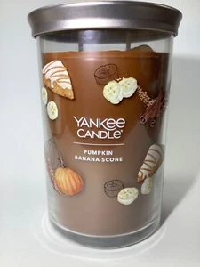 Yankee Candle Pumpkin Banana Scone Signature 2-wick Candle 20 oz Metal Lid Base - Picture 1 of 11
