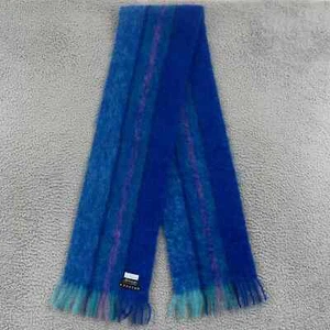 Vintage John Wanamaker Scarf Blue Mohair 6 Foot Western Germany Knit 70s Outdoor - Picture 1 of 9