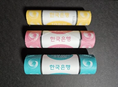Korea South 2019 10 Won + 2016 50 Won + 2017 100 Won UNC Coin 3 Roll - Image 1 of 4